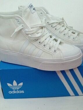 Adidas White Platform Nizza Mid High-Top Sneakers Women's Size US 9